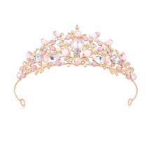 Tiara Crystal Crown KINBOM rosa para festa de Natal para meninas