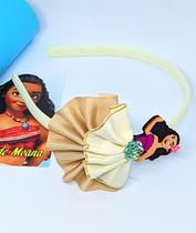 Tiara de Cabelo com Laço 3D Glitter Personagem Princesa Moana Arquinho Infantil Meninas Tendência Festa Aniversário