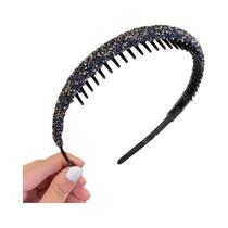 Tiara De Cabelo Feminina Com Strass Brilhante, Faixas Elásticas Com Dentes, Acessórios De Cabelo