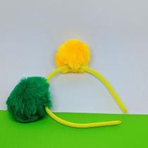 Tiara de cabelo Feminino Adulto e Infantil Pompom pelúcia copa do mundo Brasil Verde e amarelo Torcida Moda 2026