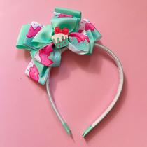 Tiara de Cabelo Laço em Pé Cupcake Verde-água Tiara de Cabelo Laço em Pé Cupcake Verde-água