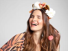 Tiara De Carnaval Vista Magalu Tigre C/ Flores Pompom