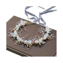 Tiara De Casamento Para Noivas Com Cristais, Pérolas E Flores, Acessório De Cabelo