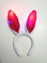 Tiara de Coelho Pelucia com Luzes e Led COR Rosa - ModaMix