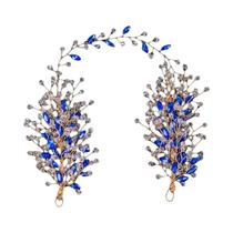 Tiara De Cristal Com Pérolas E Strass Azul Para Mulheres, Acessório De Cabelo Para Festas E