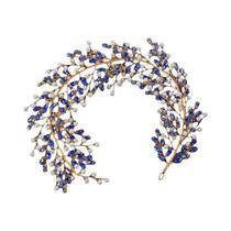Tiara De Cristal Com Pérolas E Strass Azul Para Mulheres, Acessório De Cabelo Para Festas E