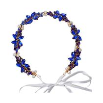Tiara De Cristal Com Pérolas E Strass Azul Para Mulheres, Acessório De Cabelo Para Festas E