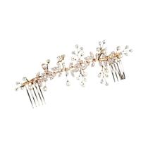 Tiara De Cristal Dourado Com Pérolas Para Mulheres, Acessórios De Cabelo Para Noivas Em Festas E Tiara De Cristal Dourado Com Pérolas Para Mulheres, Acessórios De Cabelo Para Noivas Em Festas E