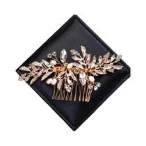 Tiara De Cristal Dourado Com Pérolas Para Mulheres, Acessórios De Cabelo Para Noivas Em Festas E Tiara De Cristal Dourado Com Pérolas Para Mulheres, Acessórios De Cabelo Para Noivas Em Festas E