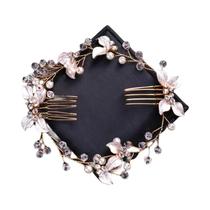 Tiara De Cristal Dourado Com Pérolas Para Mulheres, Acessórios De Cabelo Para Noivas Em Festas E Tiara De Cristal Dourado Com Pérolas Para Mulheres, Acessórios De Cabelo Para Noivas Em Festas E