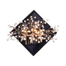 Tiara De Cristal Dourado Com Pérolas Para Mulheres, Acessórios De Cabelo Para Noivas Em Festas E Tiara De Cristal Dourado Com Pérolas Para Mulheres, Acessórios De Cabelo Para Noivas Em Festas E