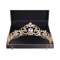 Tiara De Cristal Dourado Com Strass Vintage Barroco Acessórios De Cabelo Para Noivas Tiara De Cristal Dourado Com Strass Vintage Barroco Acessórios De Cabelo Para Noivas