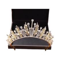 Tiara De Cristal Dourado Com Strass Vintage Barroco Acessórios De Cabelo Para Noivas Tiara De Cristal Dourado Com Strass Vintage Barroco Acessórios De Cabelo Para Noivas