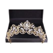 Tiara De Cristal Dourado Com Strass Vintage Barroco Acessórios De Cabelo Para Noivas Tiara De Cristal Dourado Com Strass Vintage Barroco Acessórios De Cabelo Para Noivas