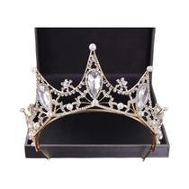 Tiara De Cristal Dourado Com Strass Vintage Barroco Acessórios De Cabelo Para Noivas Tiara De Cristal Dourado Com Strass Vintage Barroco Acessórios De Cabelo Para Noivas