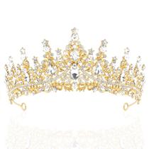 Tiara de cristal Gold Crown TAROSE para mulheres de 15 cm Tiara de cristal Gold Crown TAROSE para mulheres de 15 cm
