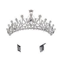 Tiara De Cristal Prateada Para Meninas Com Pentes Acessórios De Cabelo Para Casamento De Princesa