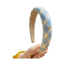 Tiara De Esponja Azul Com Aba Larga Para Mulheres, Estilo Coreano Elegante, Aro De Cabelo Com