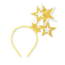 Tiara de Festa com Mola Estrela Dourada de EVA com Glitter - Maxiformas