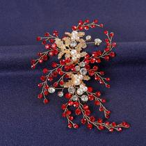Tiara De Flor De Cristal Vermelho Com Strass E Pérolas, Acessório De Cabelo Para Noivas E Festas, Tiara De Flor De Cristal Vermelho Com Strass E Pérolas, Acessório De Cabelo Para Noivas E Festas,
