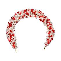 Tiara De Flor De Cristal Vermelho Com Strass E Pérolas, Acessório De Cabelo Para Noivas E Festas, Tiara De Flor De Cristal Vermelho Com Strass E Pérolas, Acessório De Cabelo Para Noivas E Festas,