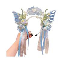 Tiara De Flor De Fada Para Meninas Com Borboleta E Franjas, Acessórios De Cabelo Para Fotografia Tiara De Flor De Fada Para Meninas Com Borboleta E Franjas, Acessórios De Cabelo Para Fotografia