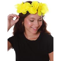 Tiara de Flores Amarela com Fitas Acessório Para Carnaval Tiara de Flores Amarela com Fitas Acessório Para Carnaval
