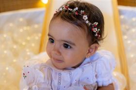 Tiara de Flores Luxo Elegante Vermelha para Bebês e Crianças