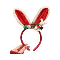 Tiara De Natal Vermelha Com Chifres De Rena E Laço Do Papai Noel, Acessório Engraçado Para Festa De Tiara De Natal Vermelha Com Chifres De Rena E Laço Do Papai Noel, Acessório Engraçado Para Festa De