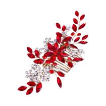 Tiara De Noiva Com Cristais De Rhinestone E Pérolas, Pente De Cabelo Em Forma De Flor E Folha