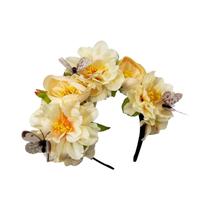 Tiara De Noiva Com Flores Artificiais E Borboletas, Faixa De Cabelo Para Festas, Tiaras De