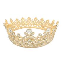 Tiara de noiva em ouro barroco, elegante coroa de rainha do casamento