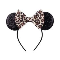 Tiara De Orelhas De Leopardo Para Meninas, Faixa De Cabelo Com Laço Moderno De 5 Polegadas,