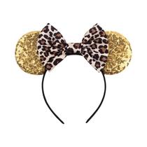 Tiara De Orelhas De Leopardo Para Meninas, Faixa De Cabelo Com Laço Moderno De 5 Polegadas,