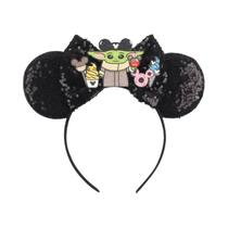 Tiara De Orelhas De Rato Da Disney Com Laço De Lantejoulas Para Meninas E Meninos, Festa, Cosplay,