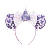 Tiara De Orelhas Do Mickey Mouse Com Laço De Lantejoulas Para Crianças, Adultos E Bebês - Acessórios
