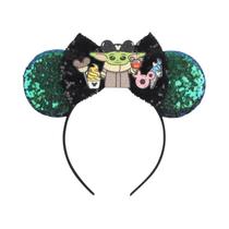 Tiara De Orelhas Do Mickey Mouse Com Lantejoulas E Laço Para Crianças, Adultos E Bebês - Acessório