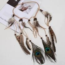 Tiara de penas falsas estilo boho, estilo hippies, acessórios de cabelo indianos para mulheres