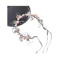 Tiara De Pérolas E Flores Para Crianças, Acessório De Cabelo De Princesa, Grinalda De Fita