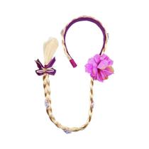 Tiara De Princesa Com Flores Para Meninas, Peruca Longa Com Trança, Fantasia De Rapunzel Para