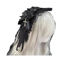 Tiara De Renda Com Babados Y2K Wing Bownet, Acessório De Cabelo Gótico Lolita Harajuku Para Meninas