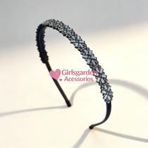Tiara de Strass Geométrica com Pedraria X e Cristais de Luxo, Moda Blogueira, Penteado Noiva/ Festa
