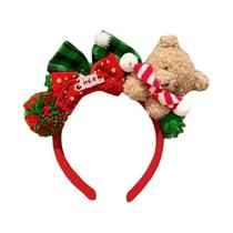 Tiara De Urso De Pelúcia Com Laço Para O Natal Feminino, Acessório De Cabelo Festivo Com Design Tiara De Urso De Pelúcia Com Laço Para O Natal Feminino, Acessório De Cabelo Festivo Com Design