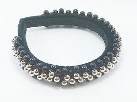 Tiara decorada artesanal - ref. 900/0126 preta prata Tiara decorada artesanal - ref. 900/0126 preta prata