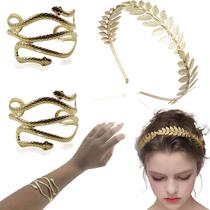 Tiara Deusa Grega Com 2 Braceletes Serpente Noiva Afrodite Coroa Fantasia Carnaval Halloween Festa Aniversário Ace
