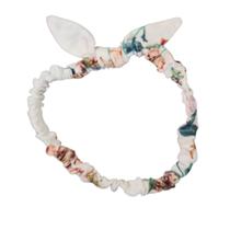 Tiara em tecido branca estampada bebê e moda infantil