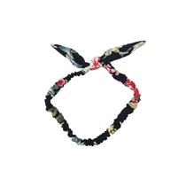 Tiara em tecido preta estampada bebê e moda infantil