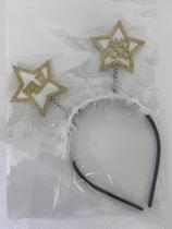 Tiara Estrelas Feliz Ano Novo EVA Dourado e Branco Vivarte - Inspire sua Festa Loja