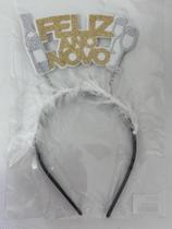 Tiara Feliz Ano Novo Espumante e Taça EVA Branco e Dourado Vivarte - Inspire sua Festa Loja
