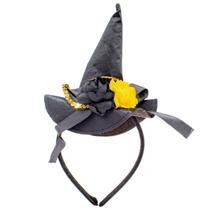 Tiara Halloween Chapéu De Bruxa Preto com Dourado